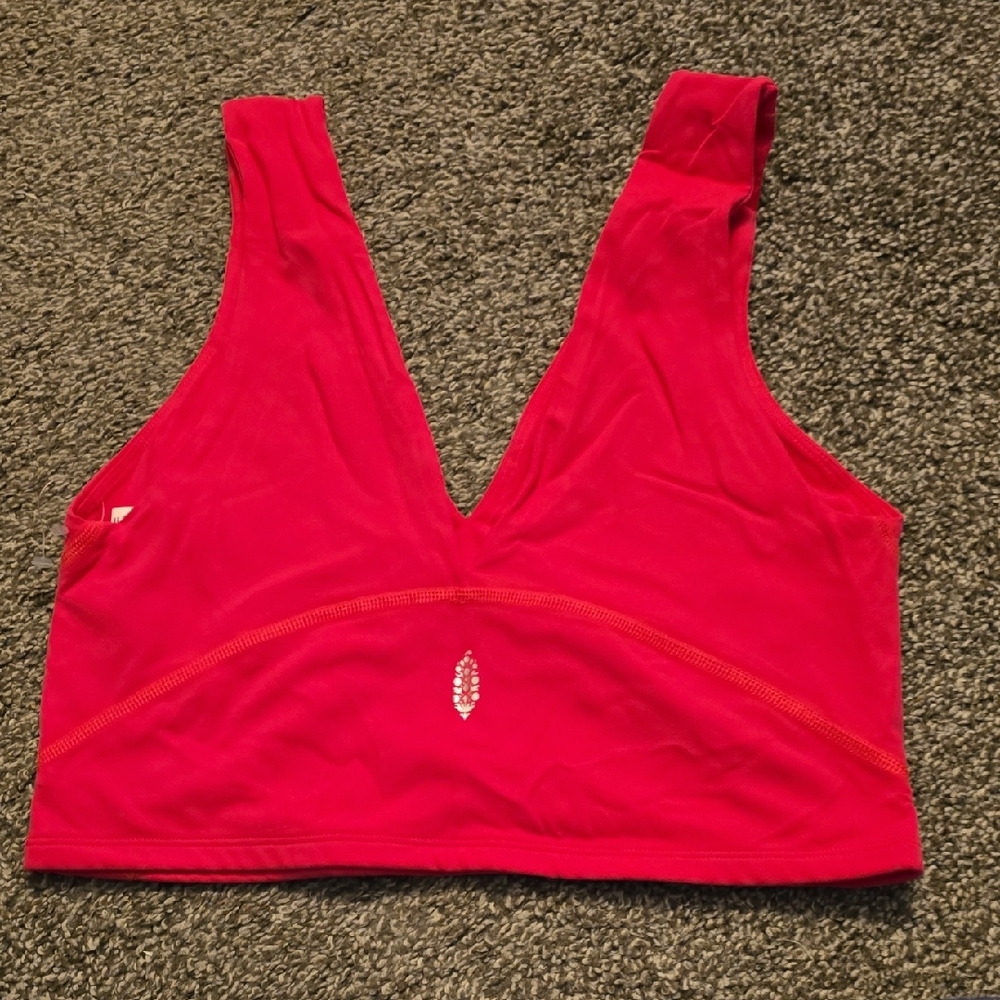 NWOT Free People Deep V Longline Bralette in Hot Pink - Picture 4 of 5